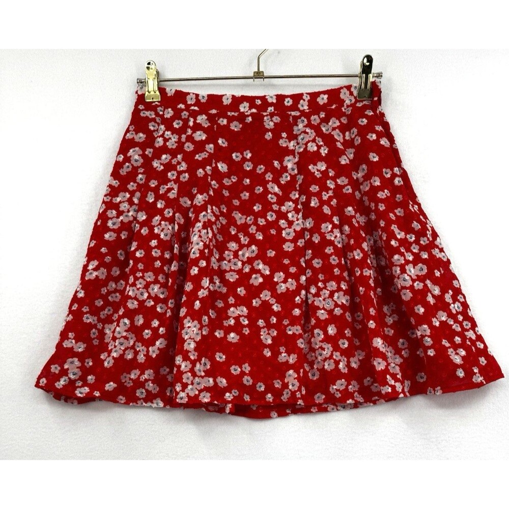 Banana Republic Red Floral A-Line Mini Skater Skirt Feminine Cottagecore Size 2